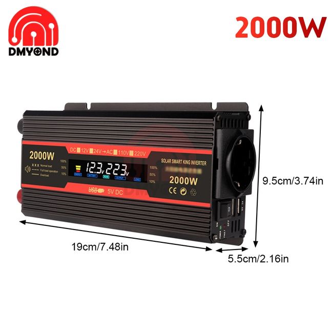 1500W/2000W/2600W Car Inverter DC 12V/24V to AC 220V Power