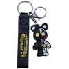Mechanical Bear Design Keychain with Decorative Strap, Black and Yellow