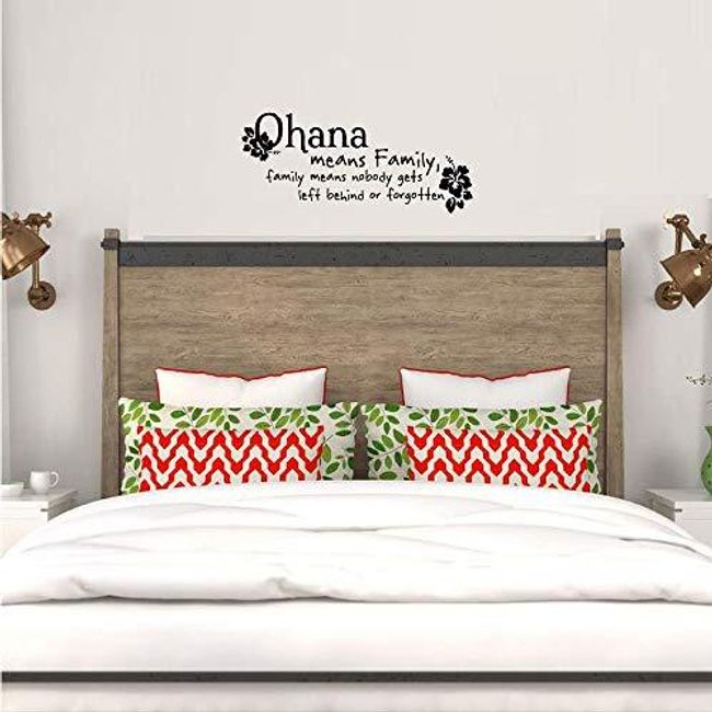 Ohana Means Family, Family Means Nobody gets Left Behind or Forgotten-Black Vinyl Wall Decal Lettering Quotes Wall Sayings