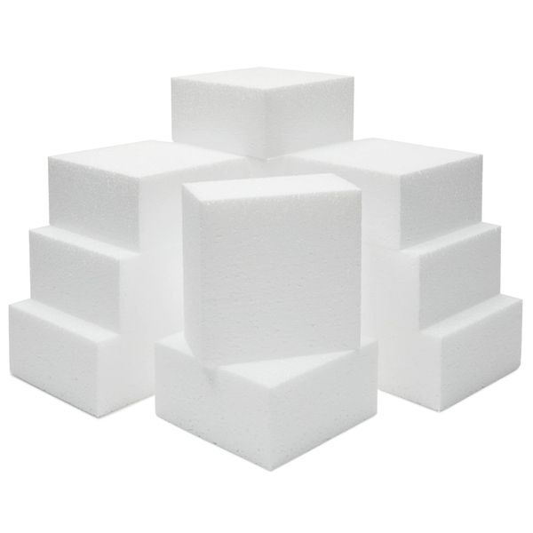 Juvale 12 Pack Foam Blocks for Crafts, Polystyrene Brick Rectangles for Floral Arrangements, Art Supplies, Holiday Decor (4 x 4 x 2 in, White)