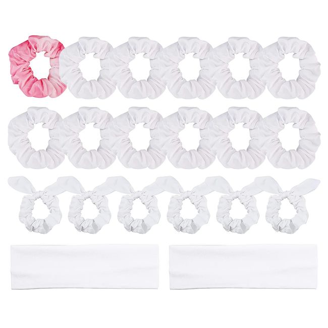 Weiße Haargummis Scrunchies Kreis 20 Stück Haarbänder Tie Dye Weiche DIY Elastische Seile Haarbnder Stirnbänder für Mädchen Damen Pferdeschwanz Party Aktivitäten 3 Arten