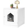 Cat Litter Box Wooden Structure Pet House Side Table Home Decor White
