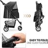 Pet Stroller 3 Wheels Multifunction Dog Cat Stroller w/Storage Basket&Cup Holder