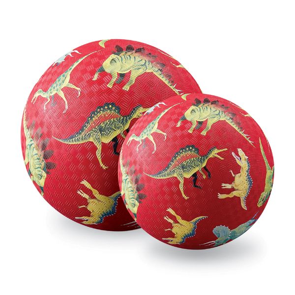 Crocodile Creek Playground Ball - Durable Rubber Ball for Kids Ages 3 and Up - Bouncy Inflatable Ball for Kickball, Indoor Games, and Outdoor Sports - PVC-Free - Dinosaurs - 5-inch Diameter