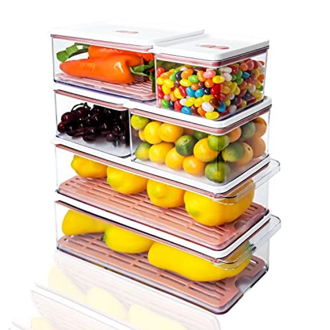 6 Packs Refrigerator Food Storage Containers , Produce Saver