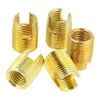 Nikou Threaded Insert Nuts-50Pcs Threaded Inserts, Self-tapping Inserts Brass Tone Thread Slotted Inserts Round Repair Thread Assortment Fasteners Tool