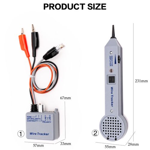 FTGear 200EP High Accuracy Cable Tracker Kit with Adjustable Tones, Easy-to-Use Tone Generator and Probe Kit for Versatile Cable and Wire Maintenance, Ideal Toner Electrical Tool, Clear