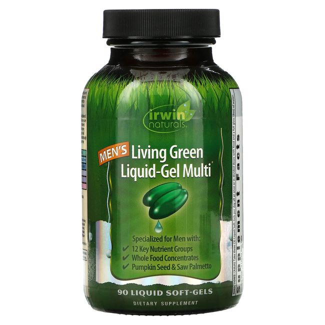 Irwin Naturals Men's Living Green Liquid Gel Multi - 90 Liquid Soft Gels