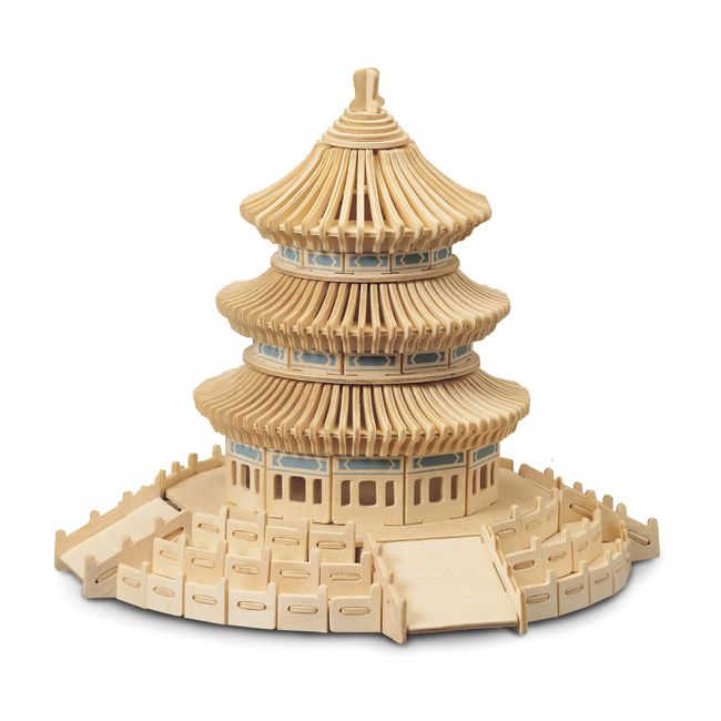 Puzzled 3D Puzzle Temple of Heaven Wood Craft Construction Model Kit, Educational DIY Wooden Toy Assemble Model Unfinished Crafting Hobby Puzzle to Build and Paint for Decoration 301 Pieces Pack