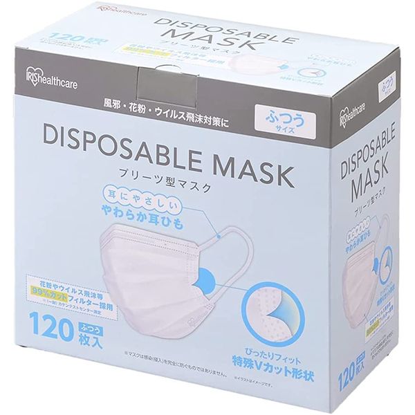 Iris Ohyama Disposable Mask, Non-Woven Fabric, Regular, 120 Pieces