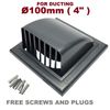 Cotarba 100mm 4" Grey Ducting External Air Vent Cowled Draught Flap Non Return Valve