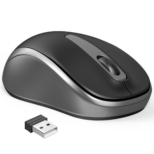 ACOZYKITTEN Wireless Mouse for Portable Computer, 2.4G Noiseless Mouse with USB Receiver, Ergonomics Cordless Optical Silent Mice for Windows PC, Tablet, Laptop, Mac- Gray & Black
