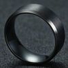 8mm Stainless Matte Brushed Classical Simple Plain Wedding Band Ring (Black, 6)
