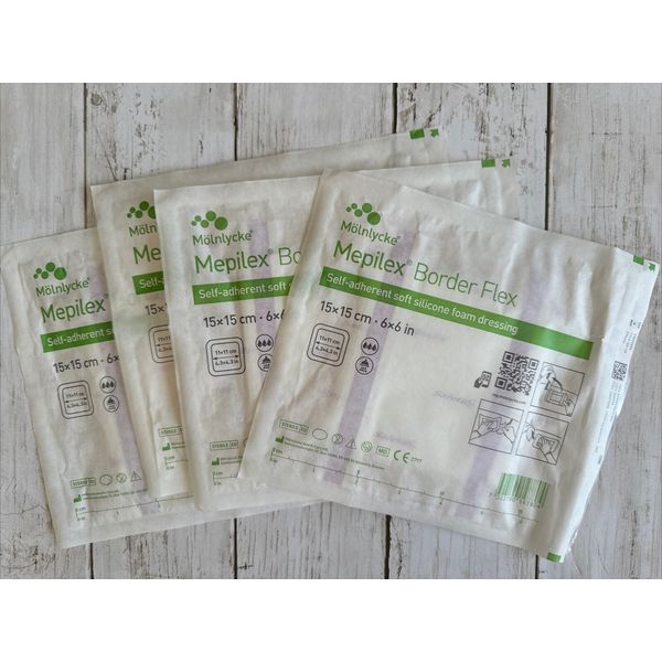 Molnlycke Mepilex Border Flex 595400 Foam Silicone 6x6” Lot of 4 Dressings