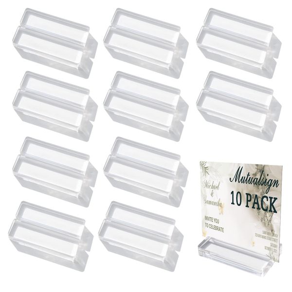 Mutualsign Acrylic Sign Holder 10 Pcs Acrylic Place Card Holders, 8cm Clear Acrylic Stand with Card Slot for Message, Name, Menu, Numbers