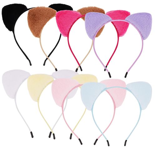 YISSION Cat Ears Headband for Women, 8Pcs Furry Ears Headbands Party Favors Birthday Decorations Halloween Costume Cosplay Hair Accessories