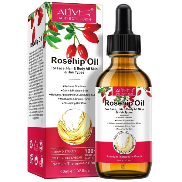 Rosehip Oil for Face, Hair and Body, Organic Cold Pressed, Natural, Hydrating, Nourishing & Moisturising Rosehip Seed Oil for Skin, Hair, Nails, and Body Oil