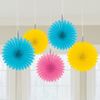 Mini Multi-Coloured Fan Decorations (5)