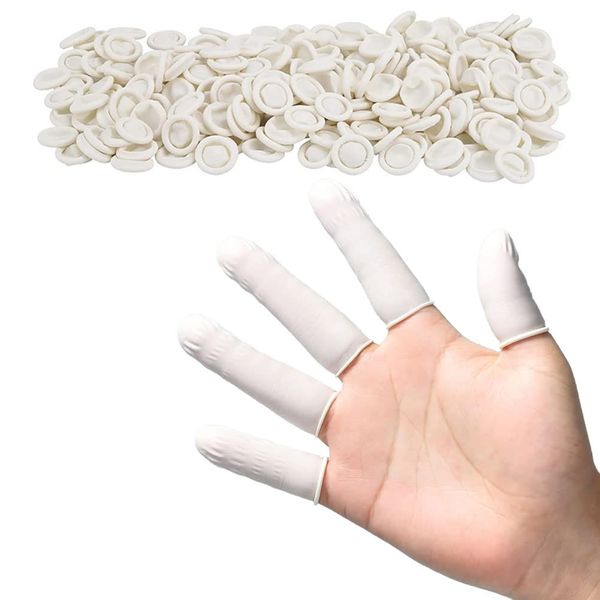 200 Count Latex Finger Cots, Disposable Fingertips Protector Finger Covers, Medium Anti Static Rubber Fingertip Protective Finger Cots for Electronic Repair, Handmade Apply