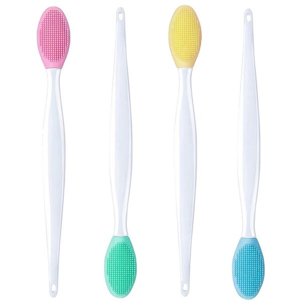 Silicone Exfoliating Lip Brush, 4 Pcs Double-sided Soft Lip Brush, Lip Brush Tool, Nose Blackhead Clean Lip Scrubber Tool, Double-Sided Lip Scrub Brushes