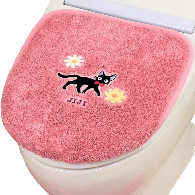 Senko 12767 Kiki's Delivery Service Flower Sanpo Toilet Lid Cover, Normal and Cleaning Type, Pink, Character, Gigi, Cat Ghibli