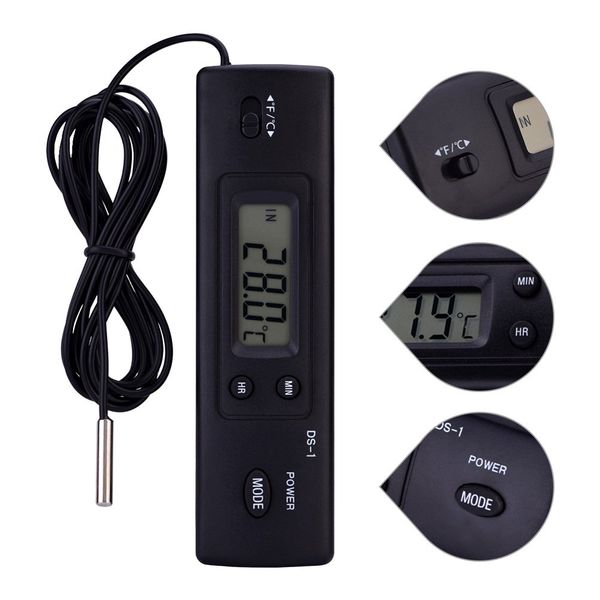 Digital LCD Temperature Meter Electronic Thermometer Temperature Gauge Probe Sensor Wired for Refrigerator Room Fridge Freezer Indoor Outdoor