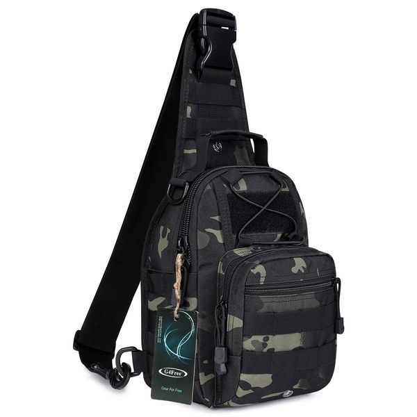 G4Free Lightweight Tactical Assault Small One Strap Sling MOLLE Backpack (H-CP Black)