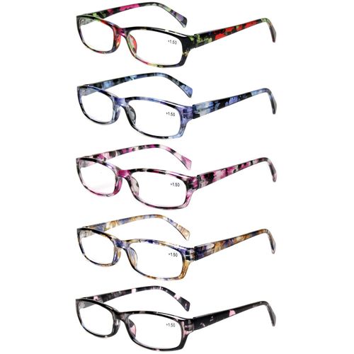 Kerecsen 5-Pack Reading Glasses Women Spring Hinge Pattern Design Glasses for Reading(+3.50, 5 Mix Color)