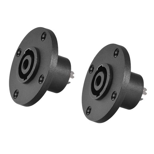 uxcell 4-Pin Speakons Panel Mount Connector,Audio Speaker Jack Twist Lock,Round Speaker Jack Plate with Metal Insert,2Pcs