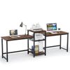 Tribesigns 96.9" Double Computer Desk with Printer Shelf, Extra Long Two Person Desk Workstation with Storage Shelves