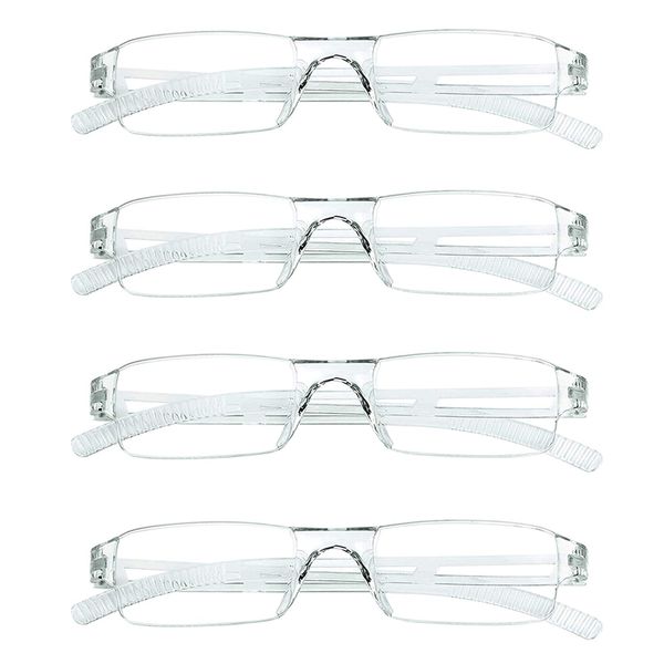 Hubeye 4 Pack Frameless Reading Glasses Ultralight Transparent Rimless Blue Light Blocking Computer Reader 1.50