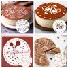 4 Pieces Cake Stencils with Elegant Flower Patterns (7.87 inch)