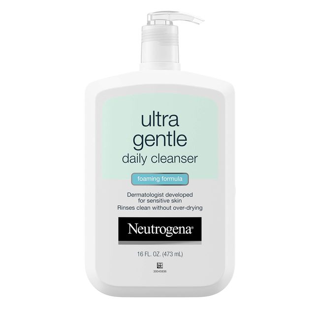 Neutrogena Ultra Gentle Daily Face Wash for Sensitive Skin, Oil-Free, Soap-Free, Hypoallergenic & Non-Comedogenic Foaming Facial Cleanser, 16 fl. oz