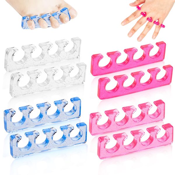 8Pcs Toe Separators for Pedicures, Silicone Toe Spacers for Women Men, Washable Toenail Dividers for Nail Polish/Toenail Trimming, Repeatable Toe Seperator for Separating Toenails