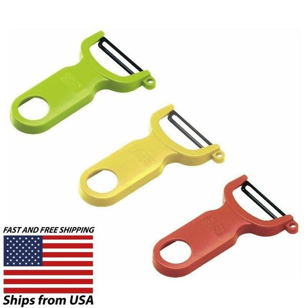 KUHN RIKON 4" Vegetable-Potato Peeler - Swiss Made - 3 pack - Red-Yellow-Green