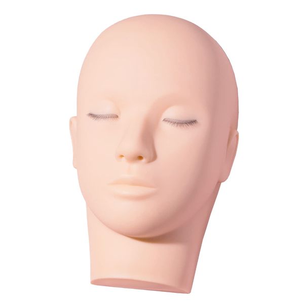 Amber Lash Mannequin Head With Embedded Layered eyelashes, For Lash Extension and Permanent Makeup Practice, With Reusable Multi-Layered Lashes