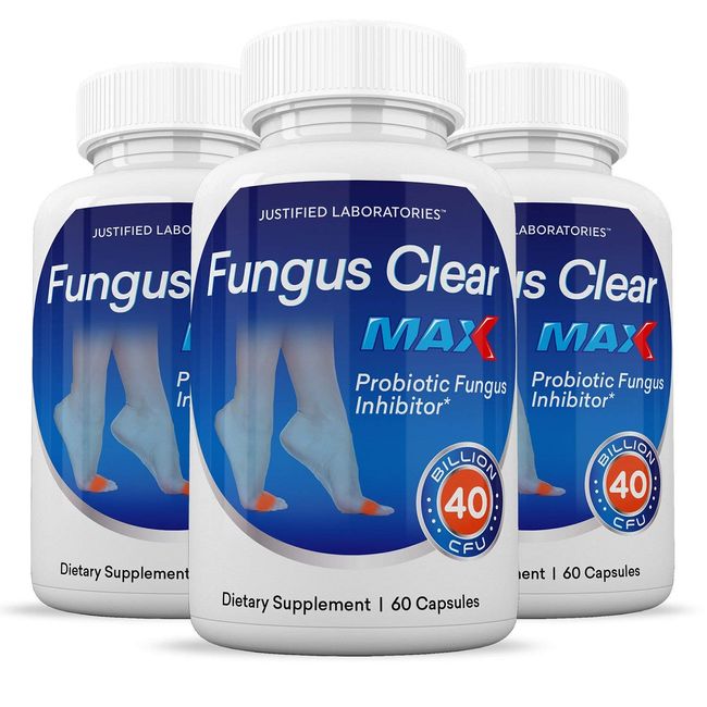(3 Pack) Fungus Clear Max Pills 40 Billion CFU Probiotic Supports Strong Healthy Natural Clear Nails 180 Capsules