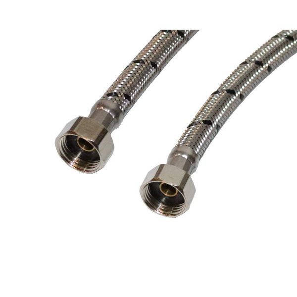 Aumix x2 (Pair) ½” x ½” inch BSP 9mm Bore 300mm Flexible Braided Pipe Kitchen Basin Monobloc Mixer Tap Connector Hose WRAS Approved