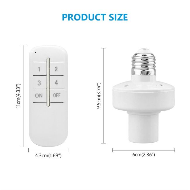 Wireless Remote Control Light Lamp E27 Screw Bulb Base Holder Cap Socket  Switch