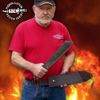 Gil Hibben IV Machete Knife with Leather Sheath | Heat Forged 1090 Carbon Steel | Weathered Blade Finish | Black Cord-Wrapped Handle | Rugged Machete for Practical Use | 18 1/4" Overall