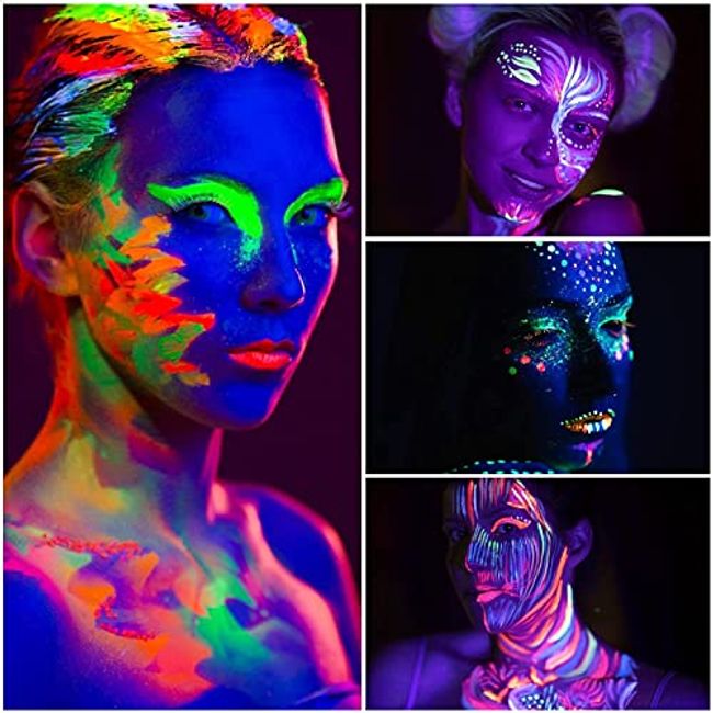 12 Colors Halloween Glow Paint Glow In The Dark Face Body Paint