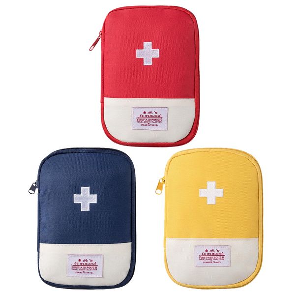 JSTHHTT 3 Pieces Mini First Aid Kit First Aid Kit Bags, First Aid Bag Empty Medicine Bags for Travelling, Medicine Storage Bag Travel Medicine Bag Built-in Compartment, for Outdoor Camping, Travel