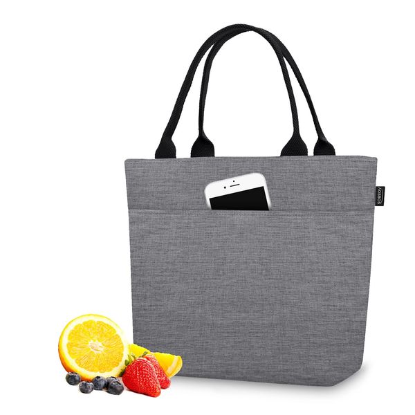 Aosbos Lunch Box for Women Lunch Bags for Adult Lunch Tote Bag Soft Cooler Bag Insulated Lunchbag Lunch Pail Lunch Kit Travel Tote Meal Prep Bento Bag Loncheras Para Mujer, Grey