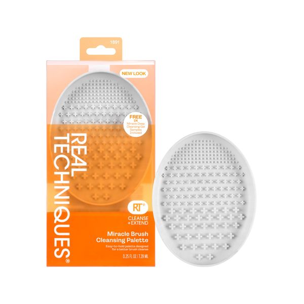 Real Techniques Brush Cleansing Palette with Brush Cleansing Gel Sample for Makeup Brush Cleaning