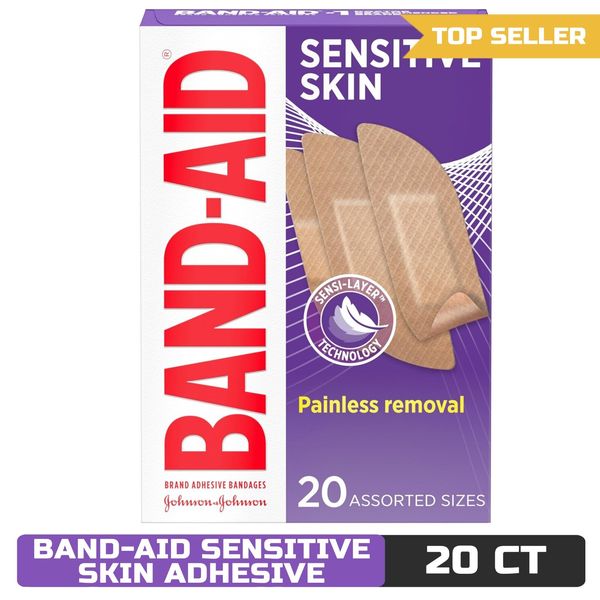 Band-Aid Sensitive Skin Adhesive Bandages, 20 Count