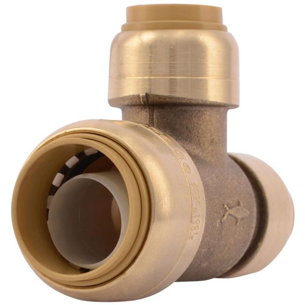 SharkBite U454LF 3/4 x 1/2 x 1/2 Inch Reducing Tee Push-Fit Brass Tee