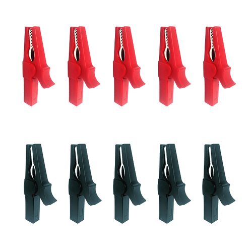 WOODGUILIN 5 Pairs Fully Insulated Alligator Clips 30A Safety Test Alligator Clip with Banana Socket Test Clamp for Automotive, Electrical Testing, 4mm Banana Plug Connector (Red+Black)