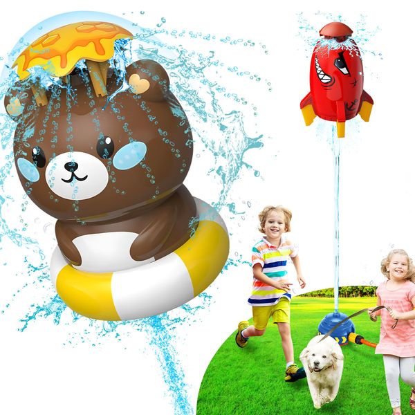 ROHSCE Water Sprinkler for Kids, Sprinkler for Kids, 360 Degree Rotation Kids Sprinkler, Water Rocket Spray Sprinkler for Kids, Outdoor Water Toys for Age 3+ Year Old Boys Girls Gift