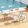 Folding Table 6 Ft Foldable Table, Portable with Lock & Carrying Handle White