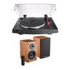 Audio Technica Belt Drive Stereo Turntable with Knox Gear Bookshelf Speakers